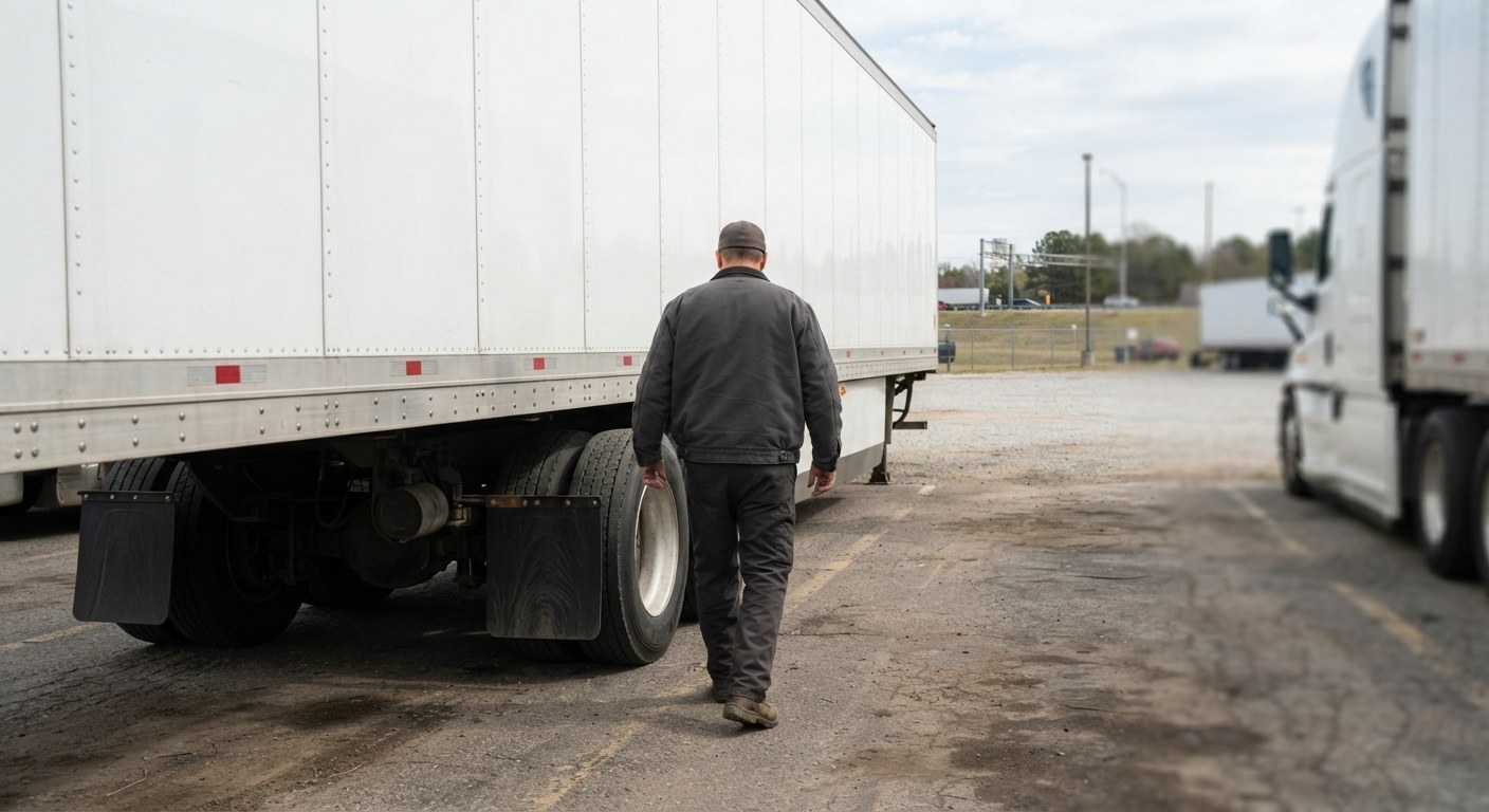 A professional truck driver beside a tractor